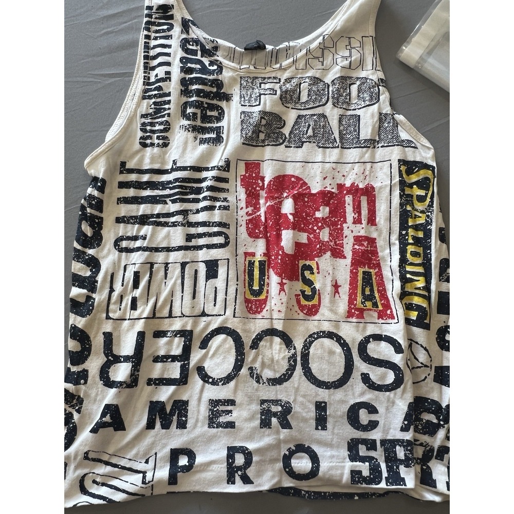 Vintage 1990s Spalding Team USA Tank Top Soccer Kids‎ Made in USA Large